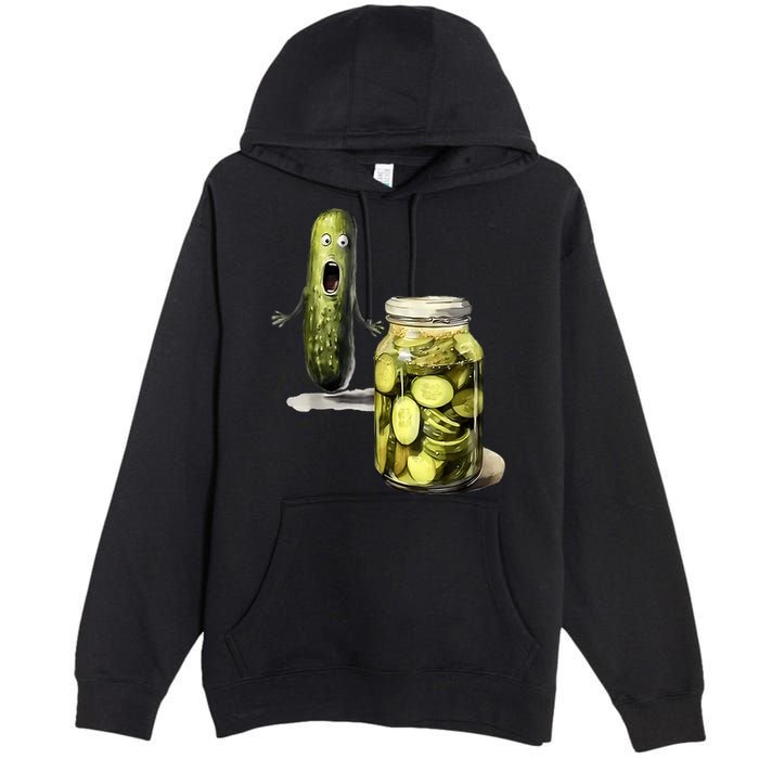 Funny Pickle Surprise A Cucumber And A Jar Of Sliced Pickles Gift Premium Pullover Hoodie