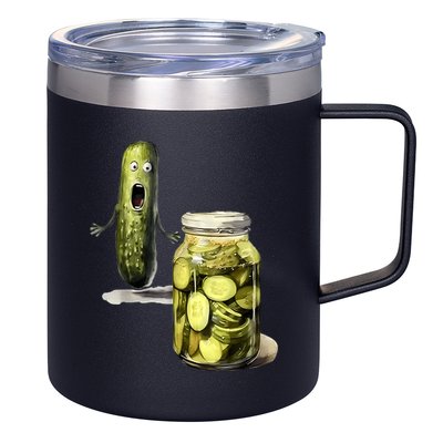 Funny Pickle Surprise A Cucumber And A Jar Of Sliced Pickles Gift 12oz Stainless Steel Coffee Mug