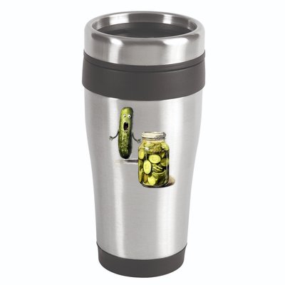 Funny Pickle Surprise A Cucumber And A Jar Of Sliced Pickles Gift 16oz Travel Tumbler