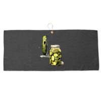 Funny Pickle Surprise A Cucumber And A Jar Of Sliced Pickles Gift Large Microfiber Waffle Golf Towel