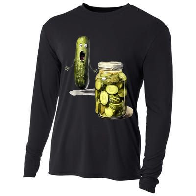 Funny Pickle Surprise A Cucumber And A Jar Of Sliced Pickles Gift Cooling Performance Long Sleeve Crew