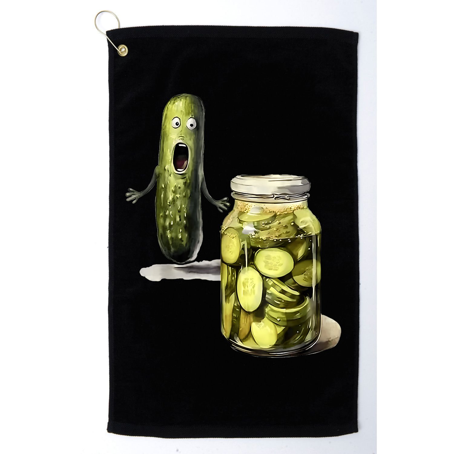 Funny Pickle Surprise A Cucumber And A Jar Of Sliced Pickles Gift Golf Towel