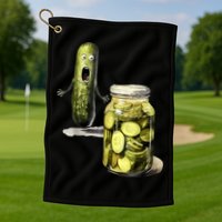 Funny Pickle Surprise A Cucumber And A Jar Of Sliced Pickles Gift Golf Towel
