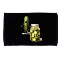 Funny Pickle Surprise A Cucumber And A Jar Of Sliced Pickles Gift Microfiber Hand Towel