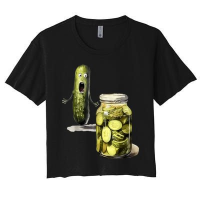 Funny Pickle Surprise A Cucumber And A Jar Of Sliced Pickles Gift Crop Top