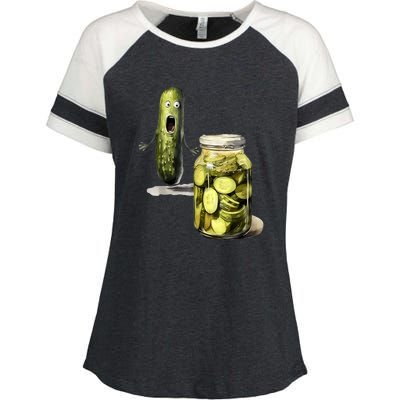 Funny Pickle Surprise A Cucumber And A Jar Of Sliced Pickles Gift Enza Ladies Jersey Colorblock Tee