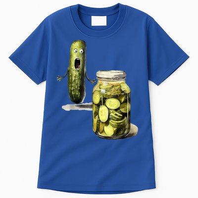 Funny Pickle Surprise A Cucumber And A Jar Of Sliced Pickles Gift Tall T-Shirt