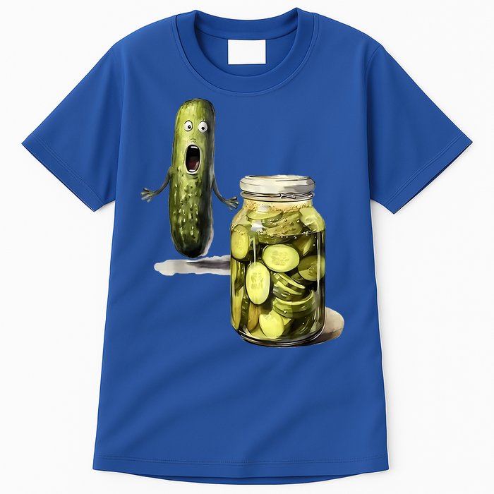 Funny Pickle Surprise A Cucumber And A Jar Of Sliced Pickles Gift Tall T-Shirt