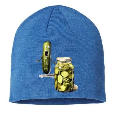 Funny Pickle Surprise A Cucumber And A Jar Of Sliced Pickles Gift Sustainable Beanie