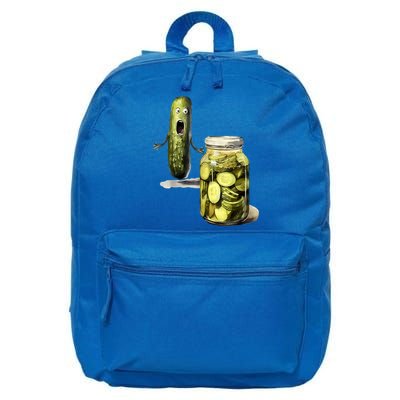 Funny Pickle Surprise A Cucumber And A Jar Of Sliced Pickles Gift 16 in Basic Backpack