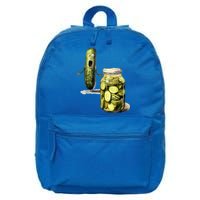 Funny Pickle Surprise A Cucumber And A Jar Of Sliced Pickles Gift 16 in Basic Backpack