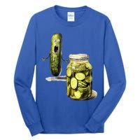 Funny Pickle Surprise A Cucumber And A Jar Of Sliced Pickles Gift Tall Long Sleeve T-Shirt