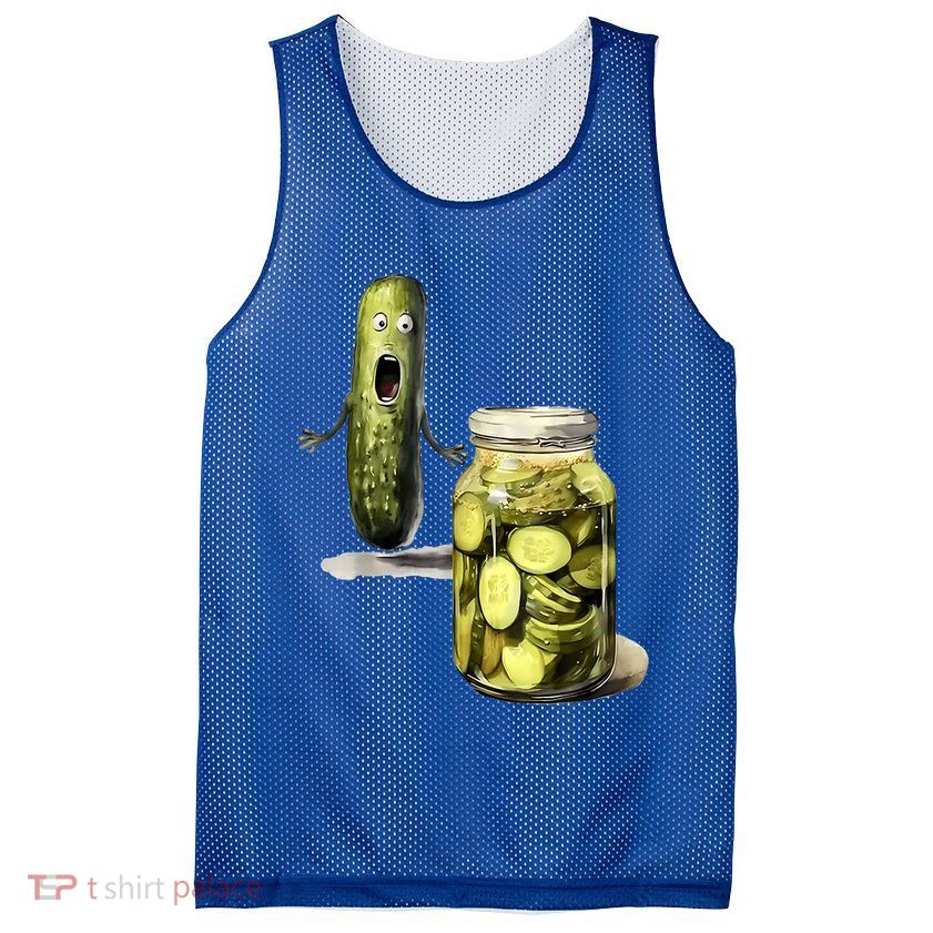 Funny Pickle Surprise A Cucumber And A Jar Of Sliced Pickles Gift Mesh Reversible Basketball Jersey Tank