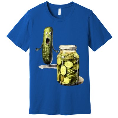 Funny Pickle Surprise A Cucumber And A Jar Of Sliced Pickles Gift Premium T-Shirt