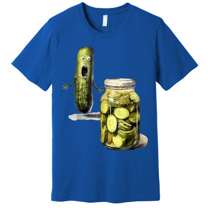 Funny Pickle Surprise A Cucumber And A Jar Of Sliced Pickles Gift Premium T-Shirt