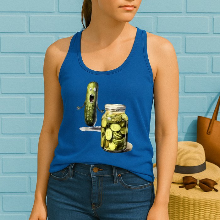 Funny Pickle Surprise A Cucumber And A Jar Of Sliced Pickles Gift Womens Tank Top