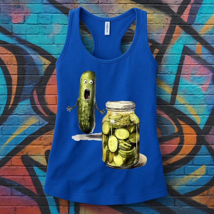 Funny Pickle Surprise A Cucumber And A Jar Of Sliced Pickles Gift Womens Tank Top