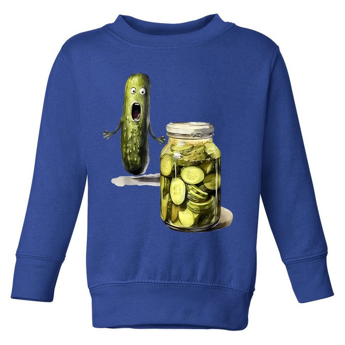 Funny Pickle Surprise A Cucumber And A Jar Of Sliced Pickles Gift Toddler Sweatshirt