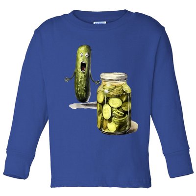 Funny Pickle Surprise A Cucumber And A Jar Of Sliced Pickles Gift Toddler Long Sleeve Shirt
