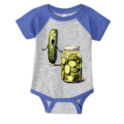 Funny Pickle Surprise A Cucumber And A Jar Of Sliced Pickles Gift Infant Baby Jersey Bodysuit
