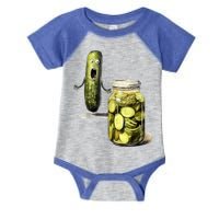 Funny Pickle Surprise A Cucumber And A Jar Of Sliced Pickles Gift Infant Baby Jersey Bodysuit