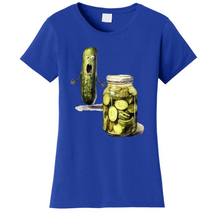 Funny Pickle Surprise A Cucumber And A Jar Of Sliced Pickles Gift Women's T-Shirt