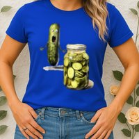 Funny Pickle Surprise A Cucumber And A Jar Of Sliced Pickles Gift Womens T-Shirt