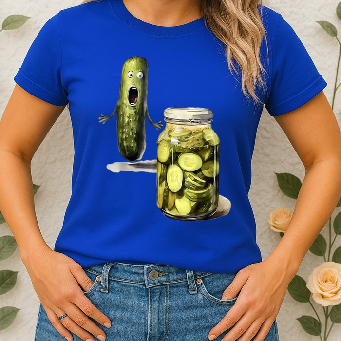 Funny Pickle Surprise A Cucumber And A Jar Of Sliced Pickles Gift Womens T-Shirt