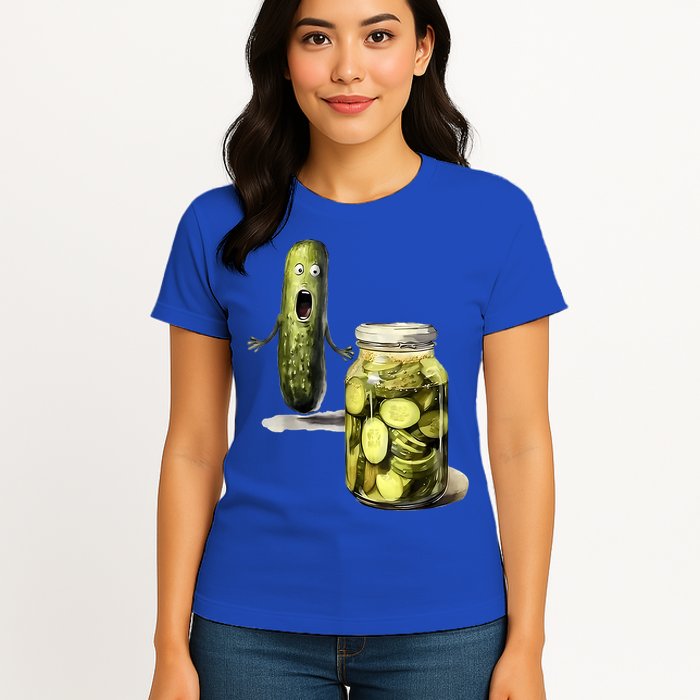 Funny Pickle Surprise A Cucumber And A Jar Of Sliced Pickles Gift Womens T-Shirt