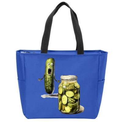 Funny Pickle Surprise A Cucumber And A Jar Of Sliced Pickles Gift Zip Tote Bag