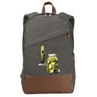 Funny Pickle Surprise A Cucumber And A Jar Of Sliced Pickles Gift Cotton Canvas Backpack
