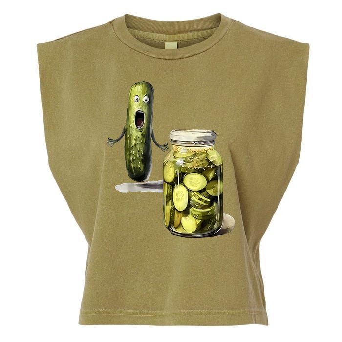 Funny Pickle Surprise A Cucumber And A Jar Of Sliced Pickles Gift Garment-Dyed Women's Muscle Tee