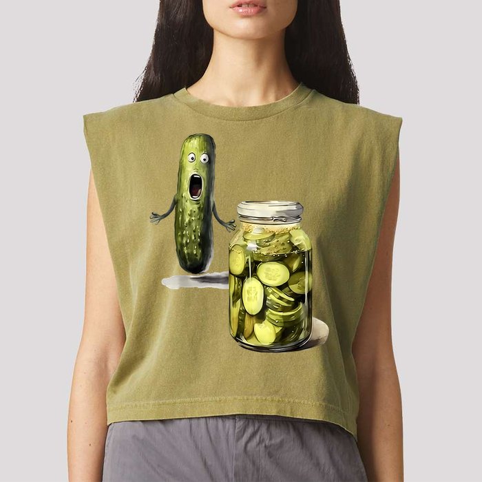 Funny Pickle Surprise A Cucumber And A Jar Of Sliced Pickles Gift Garment-Dyed Women's Muscle Tee