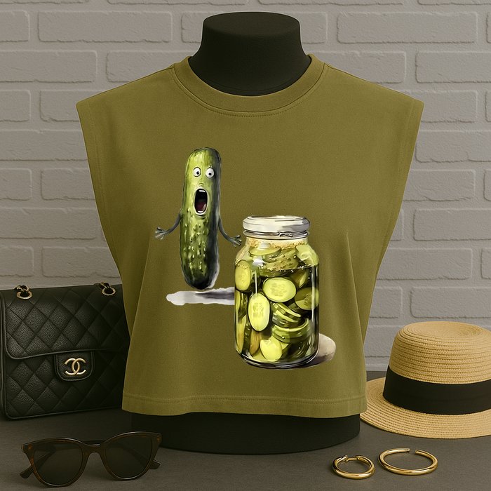 Funny Pickle Surprise A Cucumber And A Jar Of Sliced Pickles Gift Garment-Dyed Women's Muscle Tee