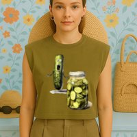 Funny Pickle Surprise A Cucumber And A Jar Of Sliced Pickles Gift Garment-Dyed Women's Muscle Tee