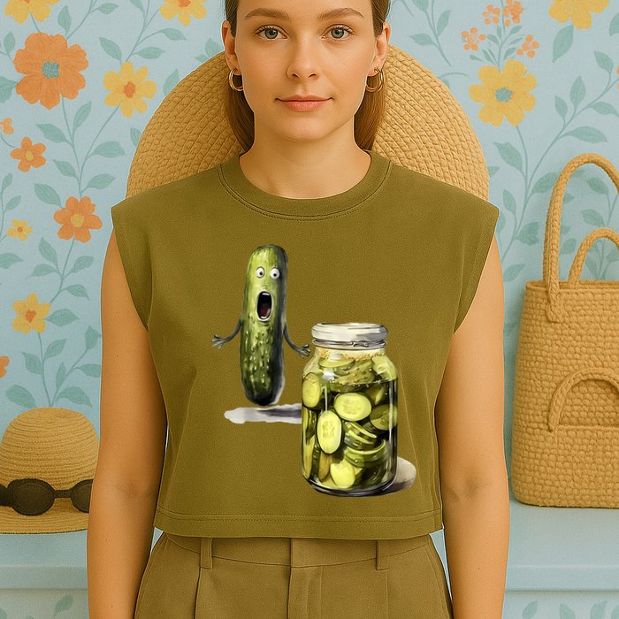 Funny Pickle Surprise A Cucumber And A Jar Of Sliced Pickles Gift Garment-Dyed Women's Muscle Tee