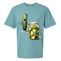 Funny Pickle Surprise A Cucumber And A Jar Of Sliced Pickles Gift Sueded Cloud Jersey T-Shirt
