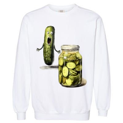 Funny Pickle Surprise A Cucumber And A Jar Of Sliced Pickles Gift Garment-Dyed Sweatshirt