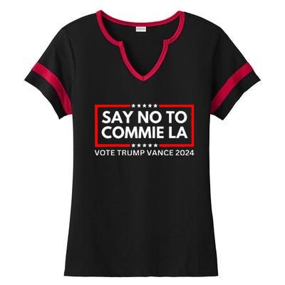 Funny Political Say No To Commie La Vote Trump Vance 2024 Ladies Halftime Notch Neck Tee