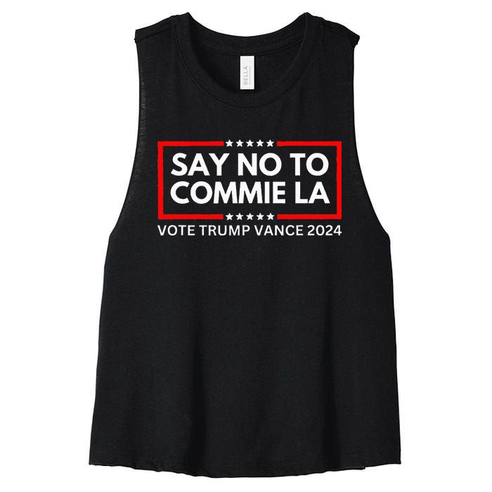 Funny Political Say No To Commie La Vote Trump Vance 2024 Women's Racerback Cropped Tank