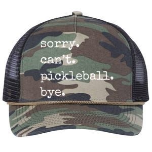 Funny Pickleball Sorry CanT Pickleball Bye Sport Distressed Gift Retro Rope Trucker Hat Cap