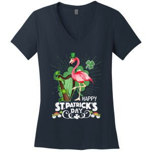 Flamingo Plus Size St Patricks Day Women's V-Neck T-Shirt