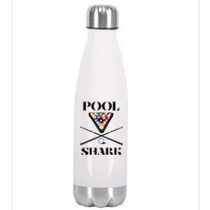 Funny Pool Shark Gift Artbilliards And Pool Cool Gift Stainless Steel Insulated Water Bottle