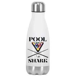 Funny Pool Shark Gift Artbilliards And Pool Cool Gift Stainless Steel Insulated Water Bottle