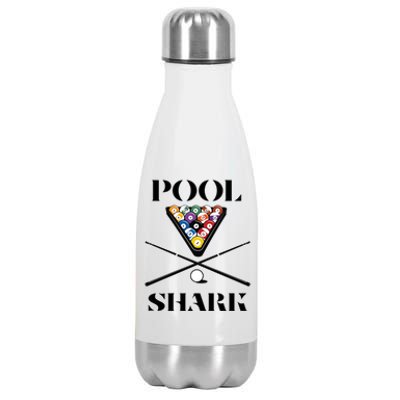 Funny Pool Shark Gift Artbilliards And Pool Cool Gift Stainless Steel Insulated Water Bottle