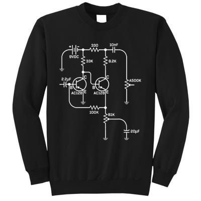 Fuzz Pedal Schematic Circuit Handwired Musician Sweatshirt