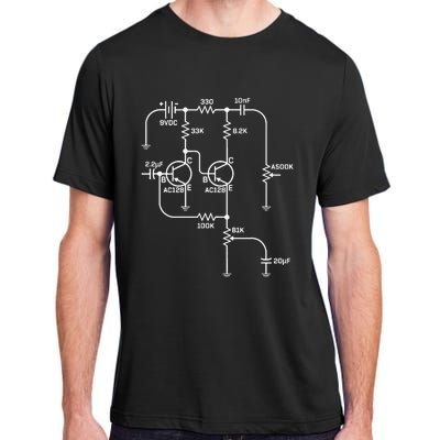 Fuzz Pedal Schematic Circuit Handwired Musician Adult ChromaSoft Performance T-Shirt