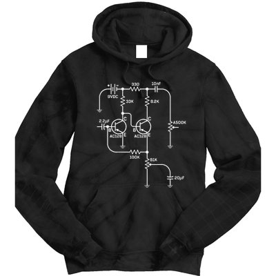 Fuzz Pedal Schematic Circuit Handwired Musician Tie Dye Hoodie