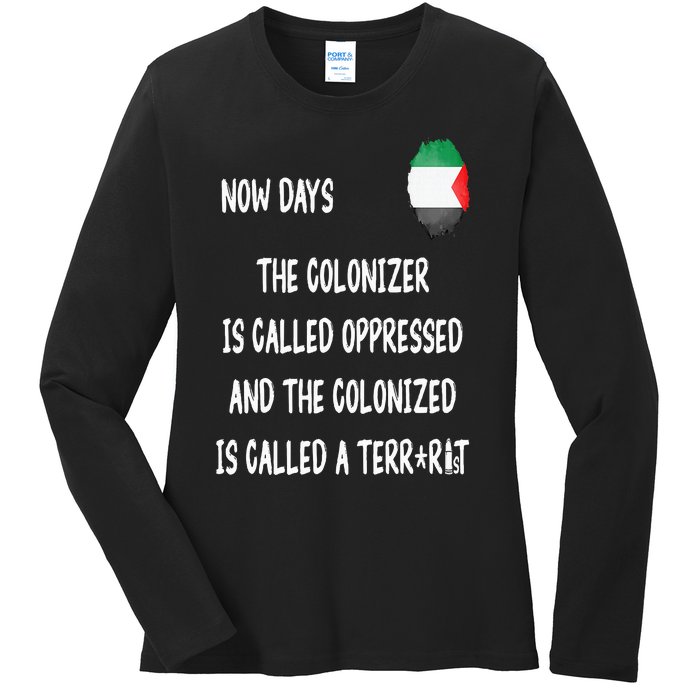 Free Palestine Support Middle East Peace Ladies Long Sleeve Shirt