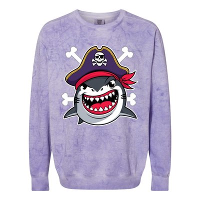 Funny Pirate Shark Crossbones Halloween Costume Colorblast Crewneck Sweatshirt